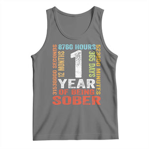 1 Year Of Being Sober Tank Top 1 Year Sobriety Anniversary Addiction Recovery TS11 Black Heather Print Your Wear