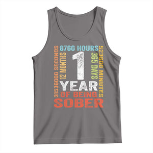 1 Year Of Being Sober Tank Top 1 Year Sobriety Anniversary Addiction Recovery TS11 Deep Heather Print Your Wear