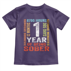1 Year Of Being Sober Toddler T Shirt 1 Year Sobriety Anniversary Addiction Recovery TS11 Purple Print Your Wear