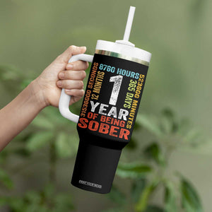 1 Year Of Being Sober Tumbler With Handle 1 Year Sobriety Anniversary Addiction Recovery TS11 Print Your Wear