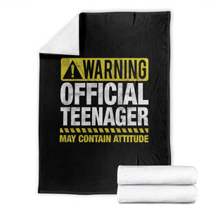 13th Birthday Throw Blanket Warning Official Teenager May Contain Attitude Funny 13 Years Old TS11 Black Print Your Wear