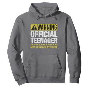 13th Birthday Hoodie Warning Official Teenager May Contain Attitude Funny 13 Years Old TS11 Charcoal Print Your Wear