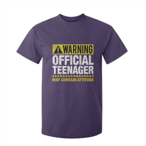 13th Birthday T Shirt For Kid Warning Official Teenager May Contain Attitude Funny 13 Years Old TS11 Purple Print Your Wear