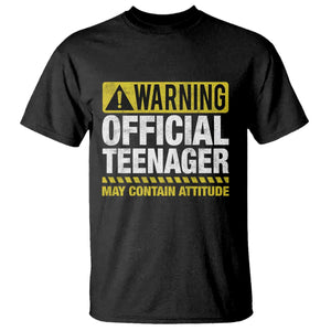 13th Birthday T Shirt Warning Official Teenager May Contain Attitude Funny 13 Years Old TS11 Black Print Your Wear