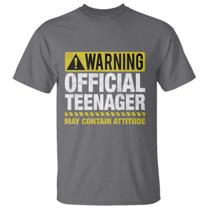 13th Birthday T Shirt Warning Official Teenager May Contain Attitude Funny 13 Years Old TS11 Charcoal Print Your Wear