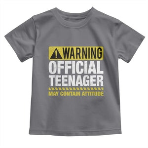 13th Birthday Toddler T Shirt Warning Official Teenager May Contain Attitude Funny 13 Years Old TS11 Charcoal Print Your Wear