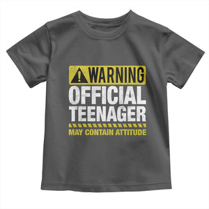 13th Birthday Toddler T Shirt Warning Official Teenager May Contain Attitude Funny 13 Years Old TS11 Dark Heather Print Your Wear