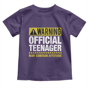 13th Birthday Toddler T Shirt Warning Official Teenager May Contain Attitude Funny 13 Years Old TS11 Purple Print Your Wear