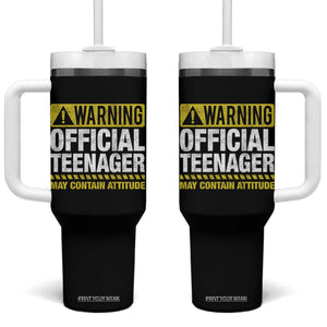 13th Birthday Tumbler With Handle Warning Official Teenager May Contain Attitude Funny 13 Years Old TS11 One Size: 40 oz Black Print Your Wear