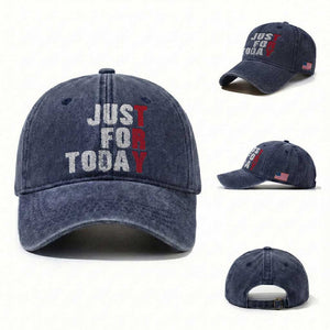 Just For Today Washed Cotton Baseball Cap Sobriety Anniversary Sober AA NA Recovery TS11 Washed Cap Universal Fit Navy Print Your Wear