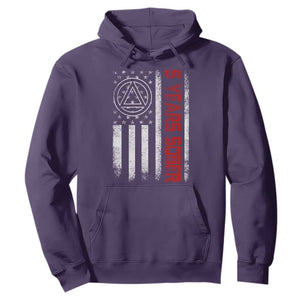 5 Years Sober Hoodie 5 Years Sobriety Anniversary Vintage American Flag TS11 Purple Print Your Wear