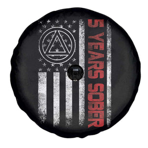 5 Years Sober Spare Tire Cover 5 Years Sobriety Anniversary Vintage American Flag TS11 Print Your Wear