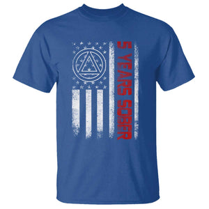 5 Years Sober T Shirt 5 Years Sobriety Anniversary Vintage American Flag TS11 Royal Blue Print Your Wear