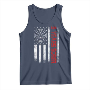 5 Years Sober Tank Top 5 Years Sobriety Anniversary Vintage American Flag TS11 Navy Print Your Wear