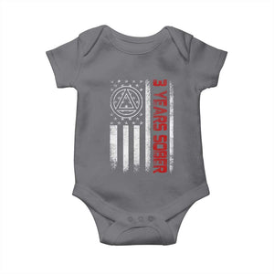 3 Years Sober Baby Onesie 3 Years Sobriety Anniversary Vintage American Flag TS11 Charcoal Print Your Wear