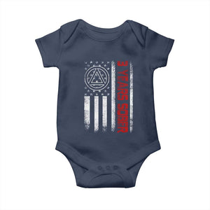 3 Years Sober Baby Onesie 3 Years Sobriety Anniversary Vintage American Flag TS11 Navy Print Your Wear