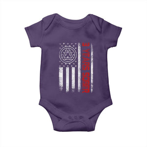 3 Years Sober Baby Onesie 3 Years Sobriety Anniversary Vintage American Flag TS11 Purple Print Your Wear