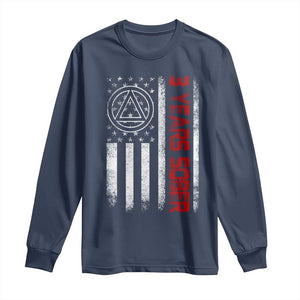 3 Years Sober Long Sleeve Shirt 3 Years Sobriety Anniversary Vintage American Flag TS11 Navy Print Your Wear