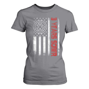 3 Years Sober T Shirt For Women 3 Years Sobriety Anniversary Vintage American Flag TS11 Charcoal Print Your Wear