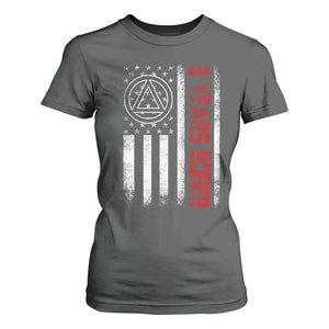 3 Years Sober T Shirt For Women 3 Years Sobriety Anniversary Vintage American Flag TS11 Dark Heather Print Your Wear