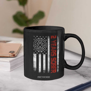 2 Years Sober Coffee Mug 2 Years Sobriety Anniversary Vintage American Flag TS11 Print Your Wear