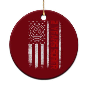 2 Years Sober Ceramic Ornament 2 Years Sobriety Anniversary Vintage American Flag TS11 1pc Red Print Your Wear