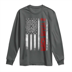 2 Years Sober Long Sleeve Shirt 2 Years Sobriety Anniversary Vintage American Flag TS11 Dark Heather Print Your Wear