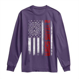 2 Years Sober Long Sleeve Shirt 2 Years Sobriety Anniversary Vintage American Flag TS11 Purple Print Your Wear