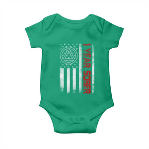 1 Year Sober Baby Onesie 1 Year Sobriety Anniversary Vintage American Flag TS11 Irish Green Print Your Wear
