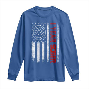 1 Year Sober Long Sleeve Shirt 1 Year Sobriety Anniversary Vintage American Flag TS11 Royal Blue Print Your Wear