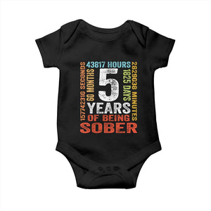 5 Years Of Being Sober Baby Onesie 5 Years Sobriety Anniversary Addiction Recovery TS11 Black Print Your Wear