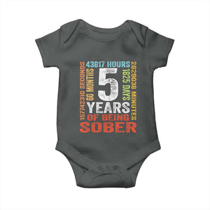 5 Years Of Being Sober Baby Onesie 5 Years Sobriety Anniversary Addiction Recovery TS11 Dark Heather Print Your Wear