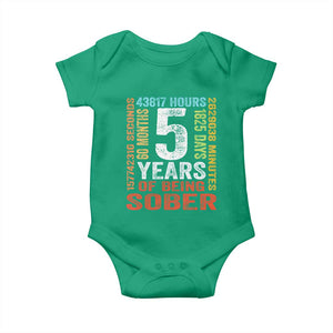 5 Years Of Being Sober Baby Onesie 5 Years Sobriety Anniversary Addiction Recovery TS11 Irish Green Print Your Wear