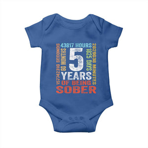 5 Years Of Being Sober Baby Onesie 5 Years Sobriety Anniversary Addiction Recovery TS11 Royal Blue Print Your Wear