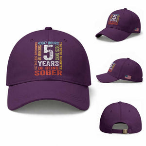 5 Years Of Being Sober Baseball Cap 5 Years Sobriety Anniversary Addiction Recovery TS11 Baseball Cap Universal Fit Purple Print Your Wear