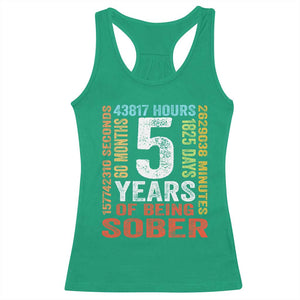 5 Years Of Being Sober Racerback Tank Top 5 Years Sobriety Anniversary Addiction Recovery TS11 Irish Green Print Your Wear