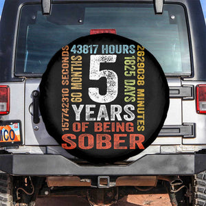 5 Years Of Being Sober Spare Tire Cover 5 Years Sobriety Anniversary Addiction Recovery TS11 No hole Black Print Your Wear