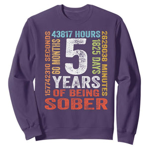 5 Years Of Being Sober Sweatshirt 5 Years Sobriety Anniversary Addiction Recovery TS11 Purple Print Your Wear