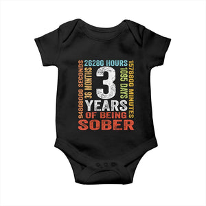 3 Years Of Being Sober Baby Onesie 3 Years Sobriety Anniversary Addiction Recovery TS11 Black Print Your Wear