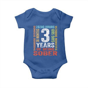 3 Years Of Being Sober Baby Onesie 3 Years Sobriety Anniversary Addiction Recovery TS11 Royal Blue Print Your Wear