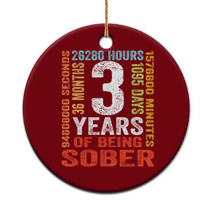 3 Years Of Being Sober Ceramic Ornament 3 Years Sobriety Anniversary Addiction Recovery TS11 1pc Red Print Your Wear