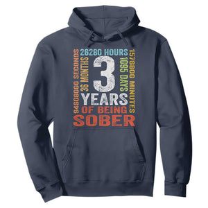 3 Years Of Being Sober Hoodie 3 Years Sobriety Anniversary Addiction Recovery TS11 Navy Print Your Wear
