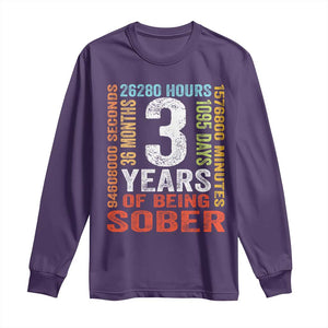 3 Years Of Being Sober Long Sleeve Shirt 3 Years Sobriety Anniversary Addiction Recovery TS11 Purple Print Your Wear