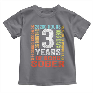 3 Years Of Being Sober Toddler T Shirt 3 Years Sobriety Anniversary Addiction Recovery TS11 Charcoal Print Your Wear