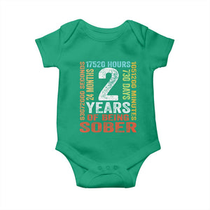 2 Years Of Being Sober Baby Onesie 2 Years Sobriety Anniversary Addiction Recovery TS11 Irish Green Print Your Wear