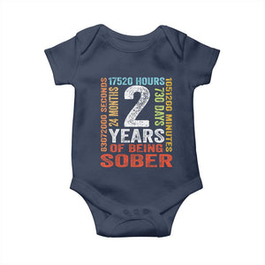 2 Years Of Being Sober Baby Onesie 2 Years Sobriety Anniversary Addiction Recovery TS11 Navy Print Your Wear
