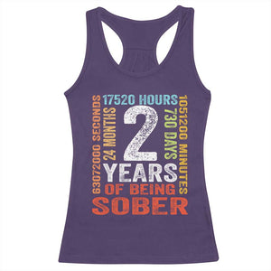 2 Years Of Being Sober Racerback Tank Top 2 Years Sobriety Anniversary Addiction Recovery TS11 Purple Print Your Wear