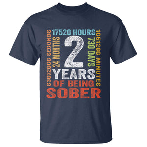 2 Years Of Being Sober T Shirt 2 Years Sobriety Anniversary Addiction Recovery TS11 Navy Print Your Wear