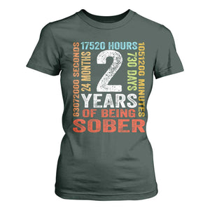 2 Years Of Being Sober T Shirt For Women 2 Years Sobriety Anniversary Addiction Recovery TS11 Dark Forest Green Print Your Wear