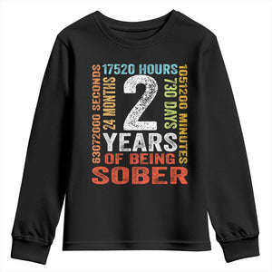 2 Years Of Being Sober Youth Sweatshirt 2 Years Sobriety Anniversary Addiction Recovery TS11 Black Print Your Wear